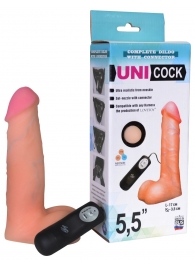 Фаллическая насадка Харнесс UNICOCK 5,5  с вибрацией - 17 см. - LOVETOY (А-Полимер) - купить с доставкой в Комсомольске-на-Амуре