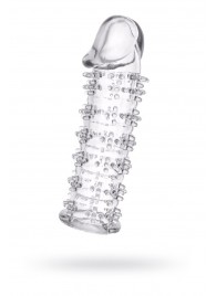 Гелевая прозрачная насадка с шипами - 12 см. - Toyfa Basic - в Комсомольске-на-Амуре купить с доставкой