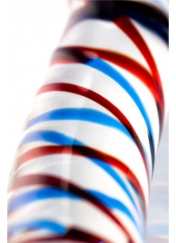 Двусторонний стеклянный фаллос с разноцветными спиралями - Sexus купить с доставкой в интернет-магазине Orgasmix в Комсомольске-на-Амуре Двусторонний стеклянный фаллос с разноцветными спиралями - Sexus