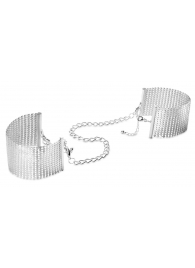 Серебристые наручники-браслеты Desir Metallique Handcuffs - Bijoux Indiscrets - купить с доставкой в Комсомольске-на-Амуре