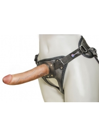 Насадка-фаллоимитатор на кожаных трусиках Harness Ultra Realistic 7  - 18 см. - LOVETOY (А-Полимер) - купить с доставкой в Комсомольске-на-Амуре