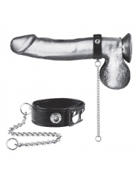 Утяжка на пенис с поводком Snap Cock Ring With 12  Leash - BlueLine - купить с доставкой в Комсомольске-на-Амуре