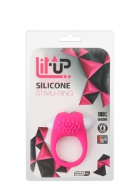 Розовое эрекционное кольцо с щеточкой LIT-UP SILICONE STIMU RING 5 - Dream Toys - в Комсомольске-на-Амуре купить с доставкой