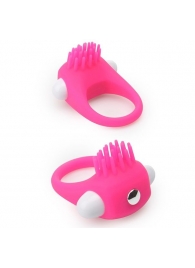 Розовое эрекционное кольцо с щеточкой LIT-UP SILICONE STIMU RING 5 - Dream Toys - в Комсомольске-на-Амуре купить с доставкой