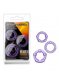 Набор из 3 фиолетовых эрекционных колец Stay Hard Beaded Cockrings - Blush Novelties - в Комсомольске-на-Амуре купить с доставкой