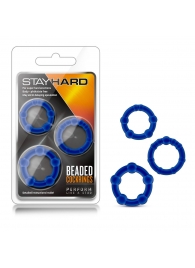 Набор из 3 синих эрекционных колец Stay Hard Beaded Cockrings - Blush Novelties - в Комсомольске-на-Амуре купить с доставкой