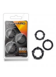 Набор из 3 чёрных эрекционных колец Stay Hard Beaded Cockrings - Blush Novelties - в Комсомольске-на-Амуре купить с доставкой