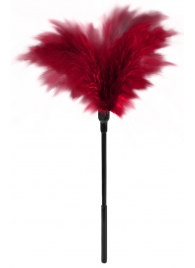 Пластиковая метелочка с красными пёрышками Small Feather Tickler - 32 см. - Blush Novelties - купить с доставкой в Комсомольске-на-Амуре