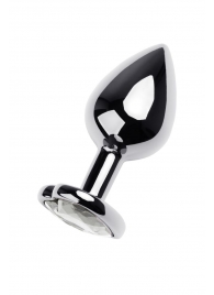 Серебристая анальная пробка с прозрачным кристаллом-сердцем - 8 см. - ToyFa - купить с доставкой в Комсомольске-на-Амуре