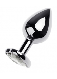 Серебристая анальная пробка с прозрачным кристаллом-сердцем - 8 см. - ToyFa - купить с доставкой в Комсомольске-на-Амуре