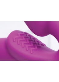 Ярко-розовый безремневой вибрострапон Evoke Vibrating Strapless Silicone Strap-on Dildo - XR Brands - купить с доставкой в Комсомольске-на-Амуре