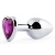Серебристая анальная пробка с фиолетовым кристаллом-сердечком - 8 см. - Anal Jewelry Plug - купить с доставкой в Комсомольске-на-Амуре