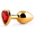 Золотистая анальная пробка с красным стразом-сердечком - 8 см. - Anal Jewelry Plug - купить с доставкой в Комсомольске-на-Амуре