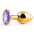 Золотистая анальная пробка с фиолетовым стразом - 7,2 см. - Anal Jewelry Plug - купить с доставкой в Комсомольске-на-Амуре