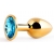 Золотистая анальная пробка с голубым стразом - 7,2 см. - Anal Jewelry Plug - купить с доставкой в Комсомольске-на-Амуре