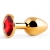 Золотистая анальная пробка с красным стразом - 7,2 см. - Anal Jewelry Plug - купить с доставкой в Комсомольске-на-Амуре