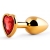 Золотистая анальная пробка с красным стразом-сердечком - 7 см. - Anal Jewelry Plug - купить с доставкой в Комсомольске-на-Амуре