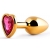 Золотистая анальная пробка с малиновым кристаллом-сердечком - 7 см. - Anal Jewelry Plug - купить с доставкой в Комсомольске-на-Амуре