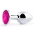 Серебристая анальная пробка с малиновым кристаллом - 7,2 см. - Anal Jewelry Plug - купить с доставкой в Комсомольске-на-Амуре
