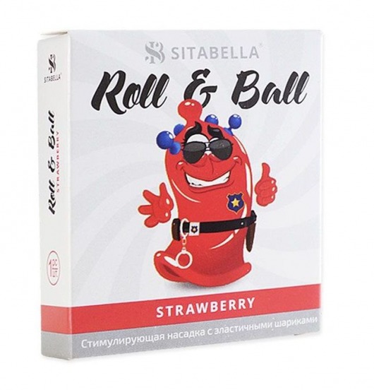 Стимулирующий презерватив-насадка Roll   Ball Strawberry - Sitabella - купить с доставкой в Комсомольске-на-Амуре