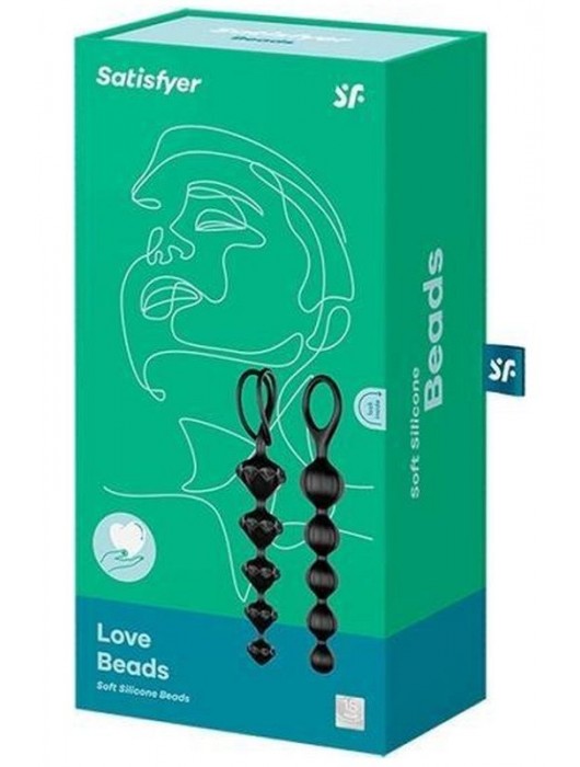 Набор из 2 чёрных анальных цепочек Satisfyer Beads - Satisfyer