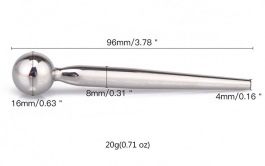 Гладкий металлический уретральный плаг с шариком - 9,6 см. - Notabu - купить с доставкой в Комсомольске-на-Амуре