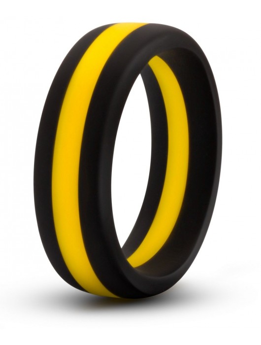 Черно-желтое силиконовое эрекционное кольцо Silicone Go Pro Cock Ring - Blush Novelties - в Комсомольске-на-Амуре купить с доставкой