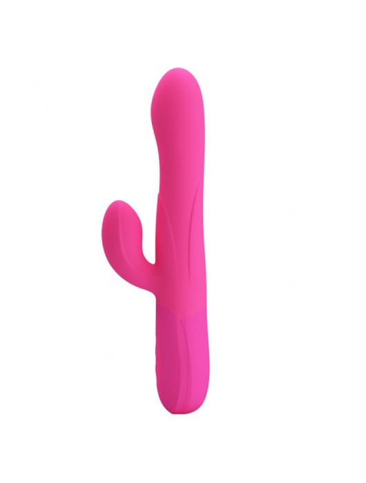Розовый вибратор Douglas с клиторальным отростком и функцией расширения - 24,9 см. - Baile