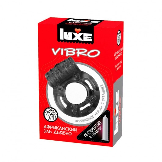 Чёрное эрекционное виброкольцо Luxe VIBRO  Африканский Эль Дьябло  + презерватив - Luxe - в Комсомольске-на-Амуре купить с доставкой