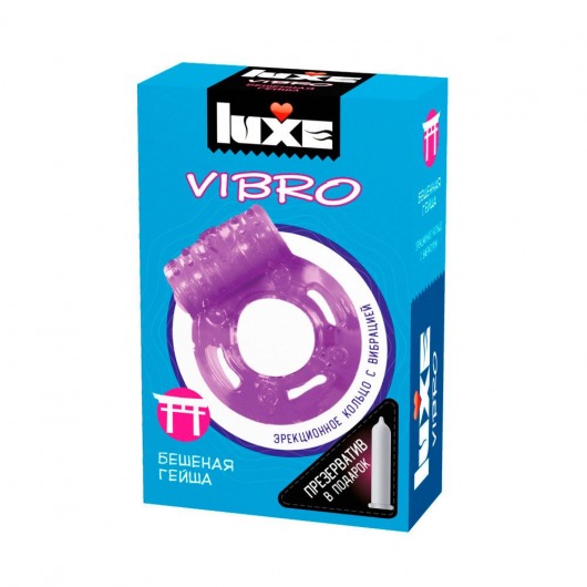 Фиолетовое эрекционное виброкольцо Luxe VIBRO  Бешеная гейша  + презерватив - Luxe - в Комсомольске-на-Амуре купить с доставкой