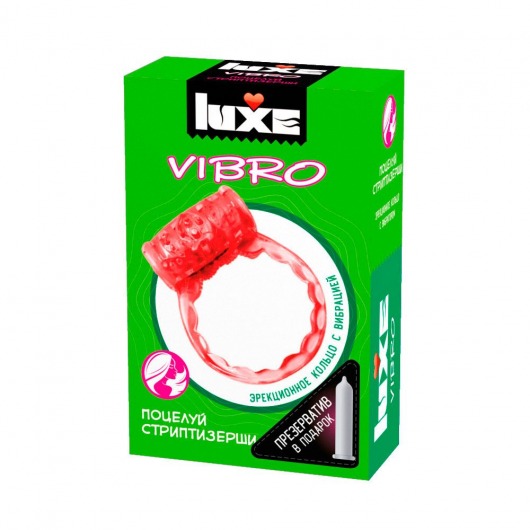 Розовое эрекционное виброкольцо Luxe VIBRO  Поцелуй стриптизёрши  + презерватив - Luxe - в Комсомольске-на-Амуре купить с доставкой