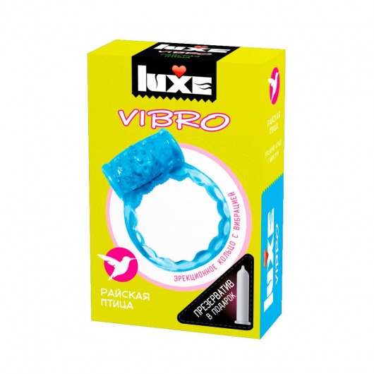 Голубое эрекционное виброкольцо Luxe VIBRO  Райская птица  + презерватив - Luxe - в Комсомольске-на-Амуре купить с доставкой