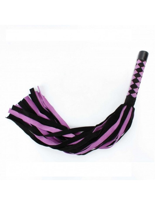 Черно-розовая плеть из замши - 58 см. - БДСМ Арсенал - купить с доставкой в Комсомольске-на-Амуре