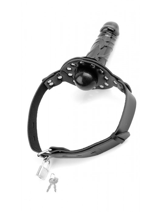 Чёрный кляп с фаллоимитатором Deluxe Ball Gag with Dildo - Pipedream - купить с доставкой в Комсомольске-на-Амуре