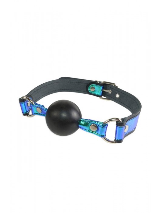 Кляп-шарик на чёрно-синих ремешках - Sitabella - купить с доставкой в Комсомольске-на-Амуре