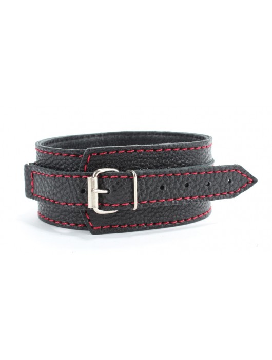 Черный ошейник из натуральной кожи с шипами - БДСМ Арсенал - купить с доставкой в Комсомольске-на-Амуре