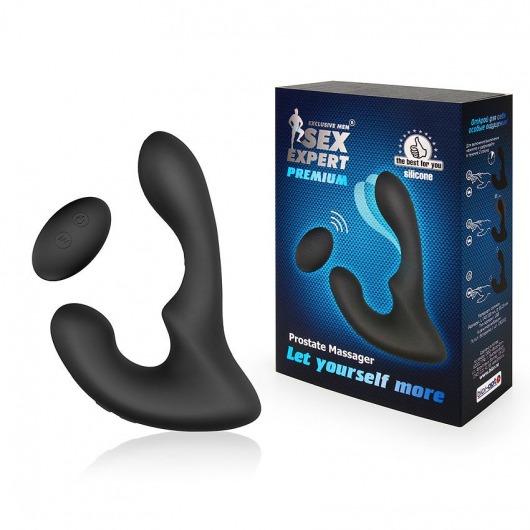 Черный силиконовый вибромассажер простаты с пультом ДУ - Sex Expert - в Комсомольске-на-Амуре купить с доставкой