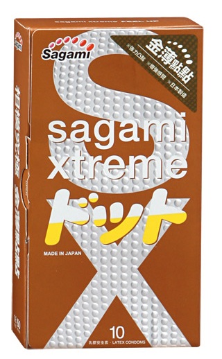 Презервативы Sagami Xtreme FEEL UP с точечной текстурой и линиями прилегания - 10 шт. - Sagami - купить с доставкой в Комсомольске-на-Амуре