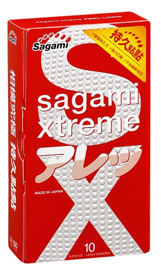 Утолщенные презервативы Sagami Xtreme Feel Long с точками - 10 шт. - Sagami - купить с доставкой в Комсомольске-на-Амуре