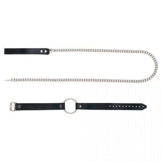 Черный поводок и чокер с кольцом Rada - Rebelts - купить с доставкой в Комсомольске-на-Амуре