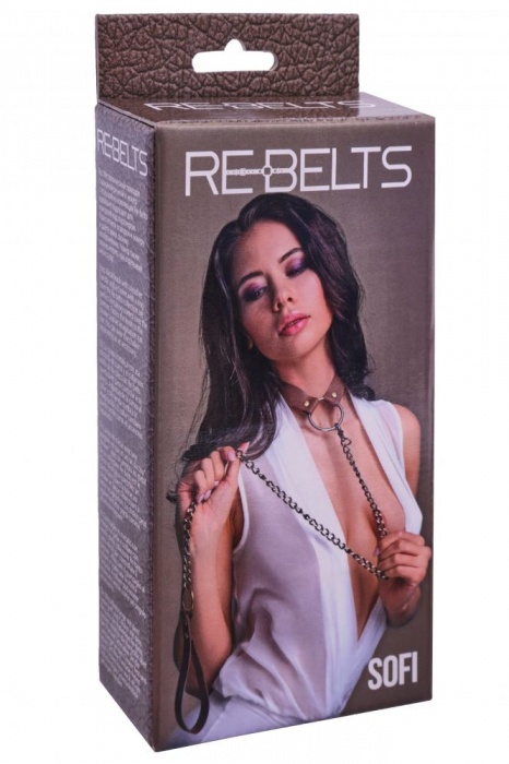 Коричневый поводок и чокер с кольцом Sofi - Rebelts - купить с доставкой в Комсомольске-на-Амуре
