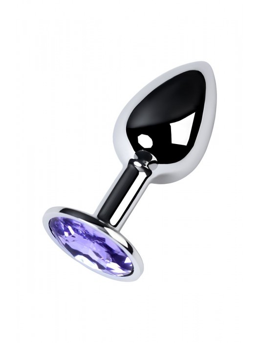 Серебристая конусовидная анальная пробка с фиолетовым кристаллом - 7 см. - ToyFa - купить с доставкой в Комсомольске-на-Амуре