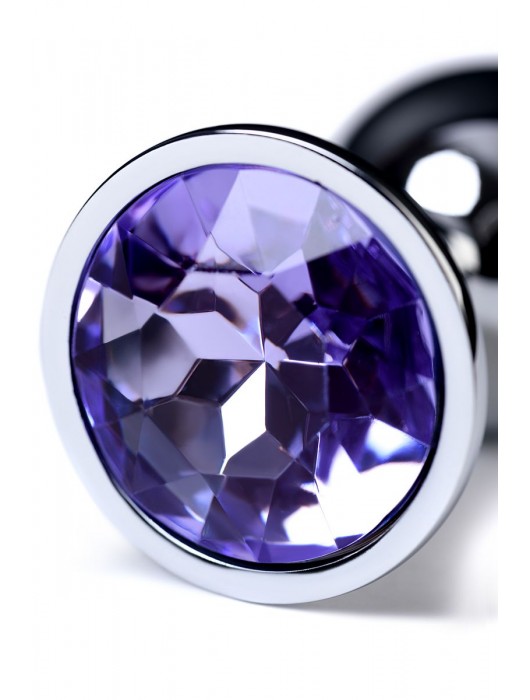 Серебристая конусовидная анальная пробка с фиолетовым кристаллом - 7 см. - ToyFa - купить с доставкой в Комсомольске-на-Амуре