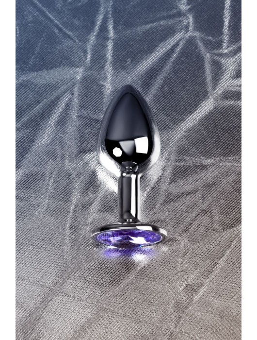 Серебристая конусовидная анальная пробка с фиолетовым кристаллом - 7 см. - ToyFa - купить с доставкой в Комсомольске-на-Амуре