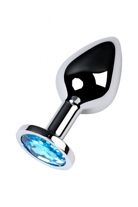 Серебристая конусовидная анальная пробка с голубым кристаллом - 8 см. - ToyFa - купить с доставкой в Комсомольске-на-Амуре