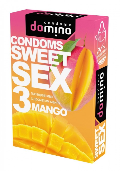 Презервативы для орального секса DOMINO Sweet Sex с ароматом манго - 3 шт. - Domino - купить с доставкой в Комсомольске-на-Амуре