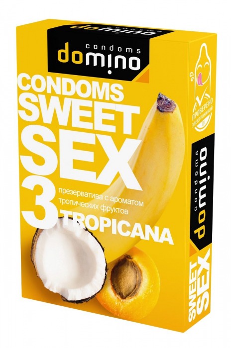 Презервативы для орального секса DOMINO Sweet Sex с ароматом тропических фруктов - 3 шт. - Domino - купить с доставкой в Комсомольске-на-Амуре