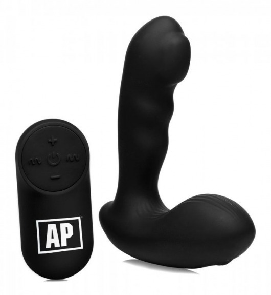 Черный стимулятор простаты Alpha-Pro 7X P-Milker Silicone Prostate Stimulator with Milking Bead - XR Brands - в Комсомольске-на-Амуре купить с доставкой