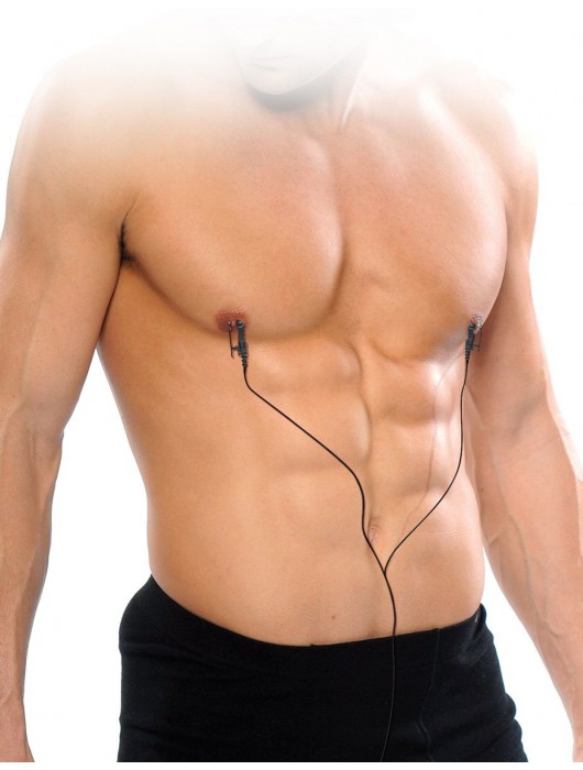 Черные электрические зажимы для сосков Shock Therapy Nipple Clamps - Pipedream - купить с доставкой в Комсомольске-на-Амуре