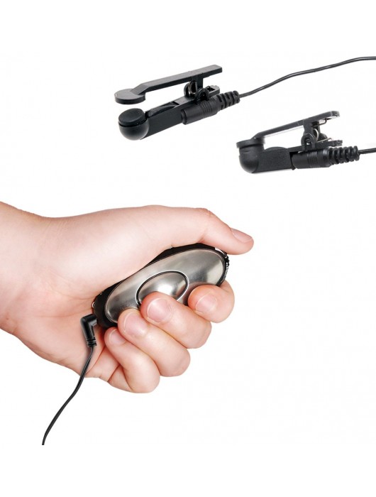 Черные электрические зажимы для сосков Shock Therapy Nipple Clamps - Pipedream - купить с доставкой в Комсомольске-на-Амуре